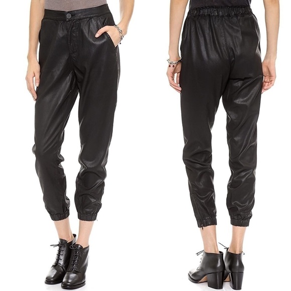 AG Adriano Coated Black Tapered Pants L - Picture 2 of 12